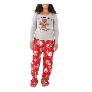 FAMILY PJs Womens Gray Long Sleeve Top Straight leg Pants Pajamas XXL